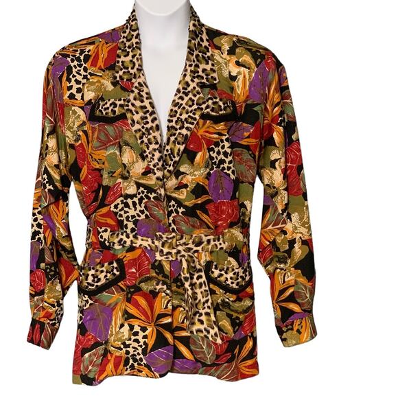 Vintage 90s Beaded Jacket And Tank Top 2pc Set Sz Medium Retro Glam Animal Print - Picture 6 of 12